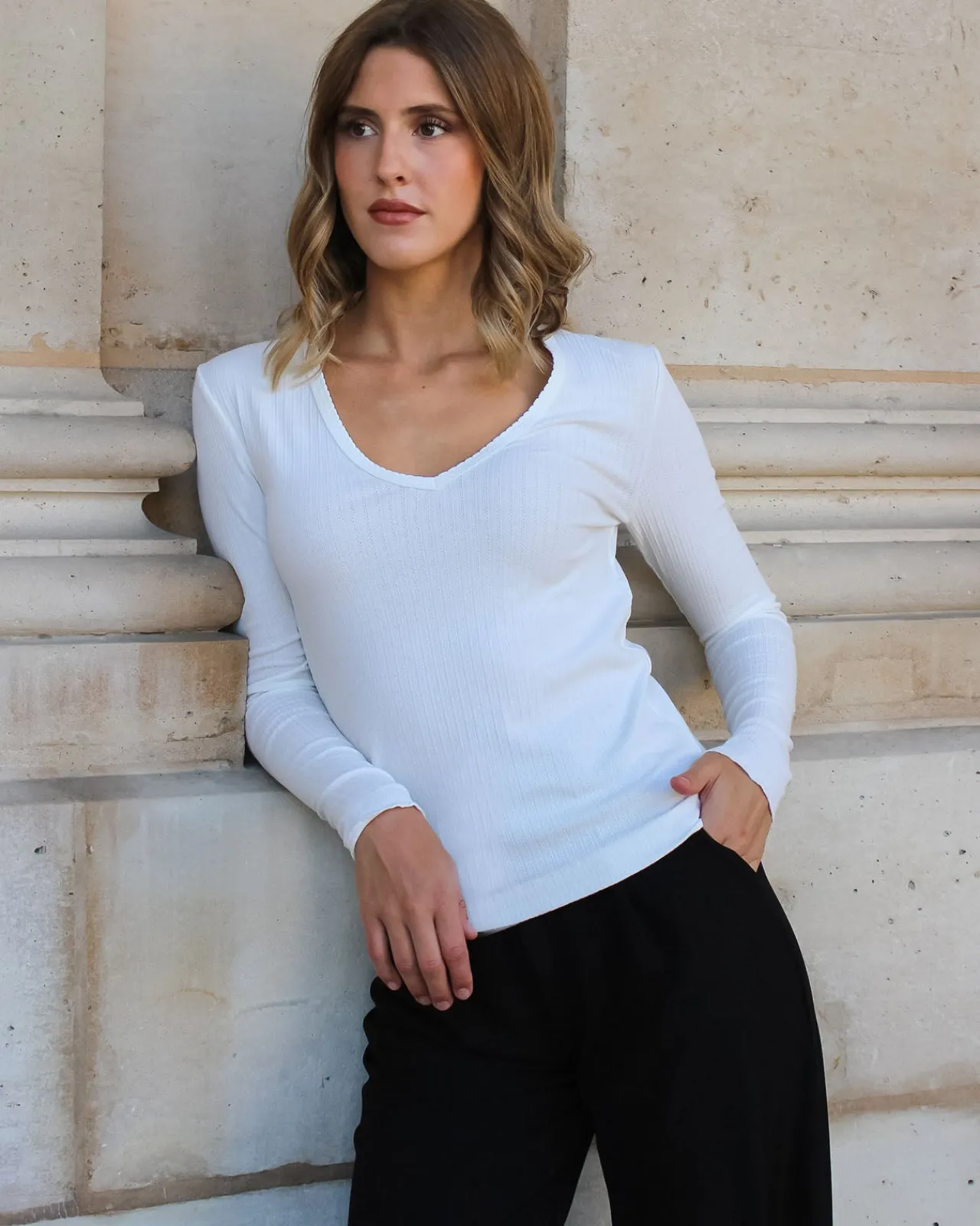 LAUREPLUSMAX Tops & Tee-Shirts-Tee-shirt Tual BLANC CASSE